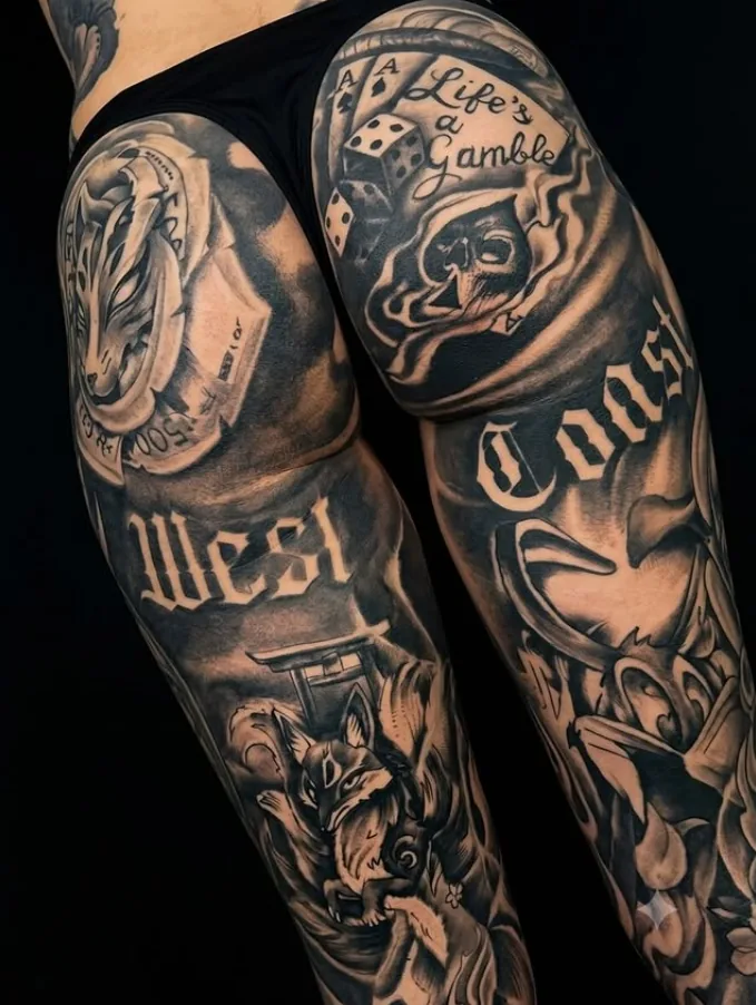 Leopard & Rose Tattoo