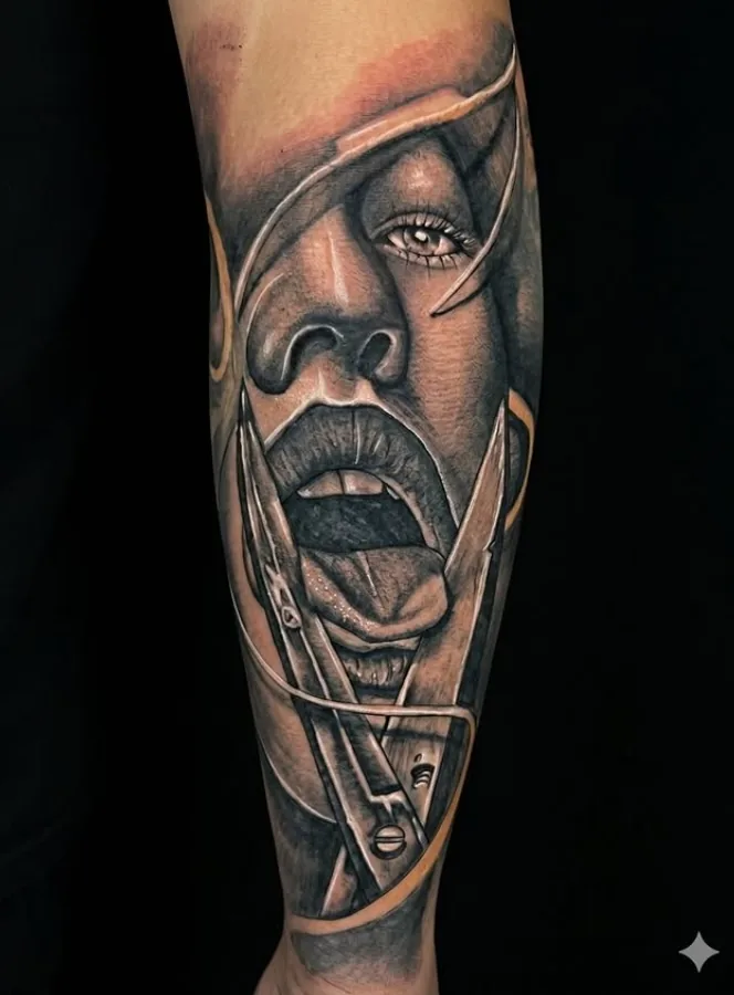 Frauenportrait Tattoo